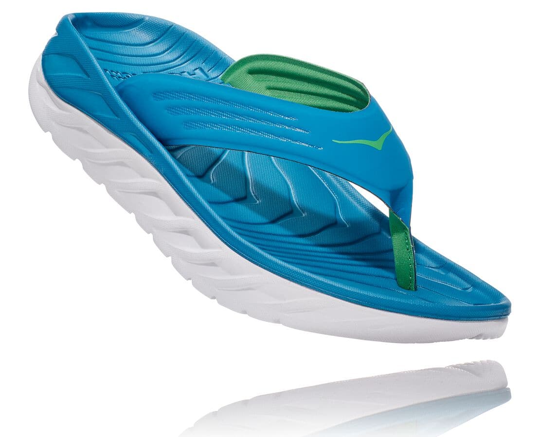 Hoka One One Ora Recovery Flip Herren Erholungssandalen Blau / Grün | (DE-7246MJZLQ)